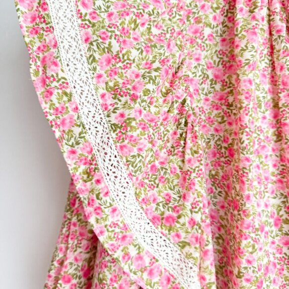Who What Wear Floral Chintz Pink Green Ruffle Print Blouse XXL - Picture 2 of 7